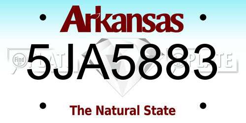 5JA5883 Arkansas License Plate