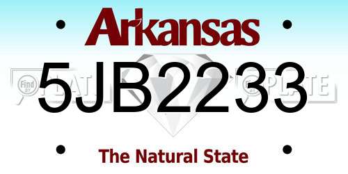 5JB2233 Arkansas License Plate