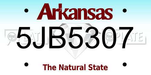 5JB5307 Arkansas License Plate