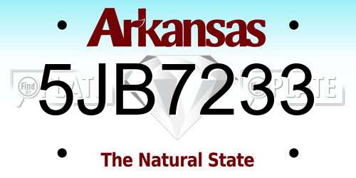5JB7233 Arkansas License Plate