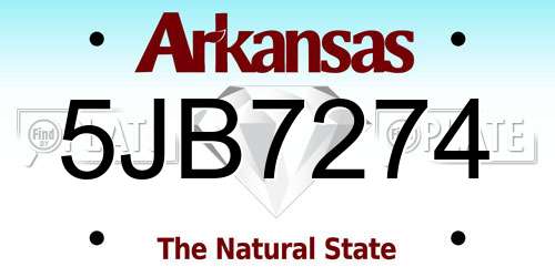 5JB7274 Arkansas License Plate