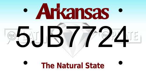 5JB7724 Arkansas License Plate