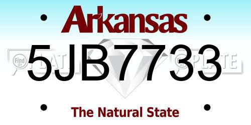 5JB7733 Arkansas License Plate