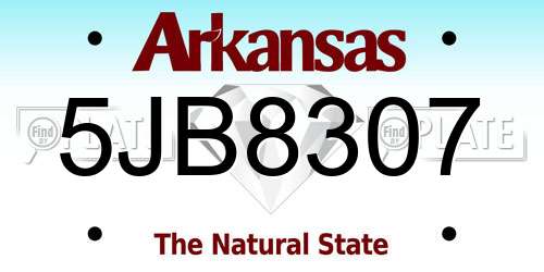 5JB8307 Arkansas License Plate