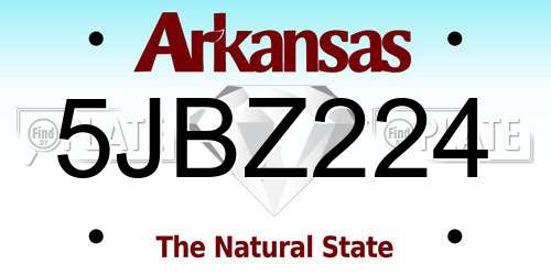 5JBZ224 Arkansas License Plate