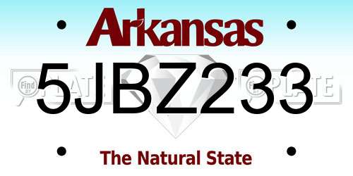 5JBZ233 Arkansas License Plate