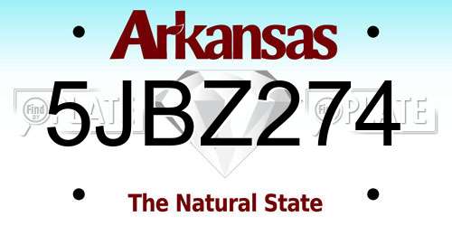 5JBZ274 Arkansas License Plate