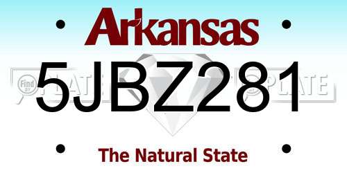 5JBZ281 Arkansas License Plate