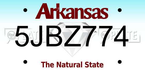 5JBZ774 Arkansas License Plate