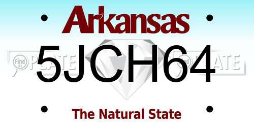 5JCH64 Arkansas License Plate