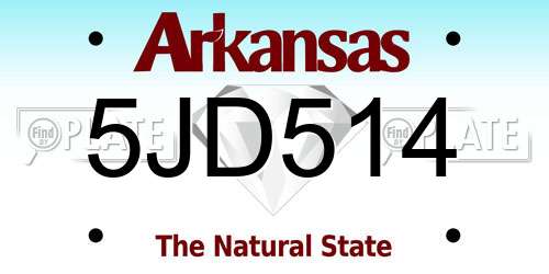 5JD514 Arkansas License Plate