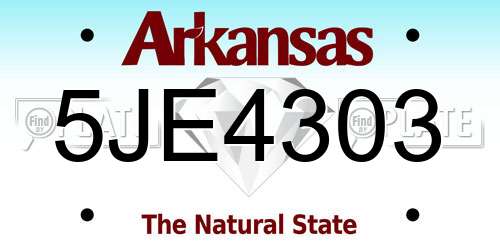 5JE4303 Arkansas License Plate