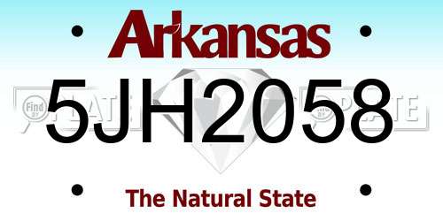 5JH2058 Arkansas License Plate