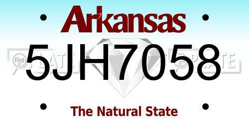 5JH7058 Arkansas License Plate