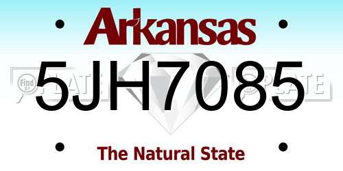 5JH7085 Arkansas License Plate