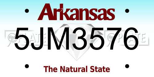5JM3576 Arkansas License Plate