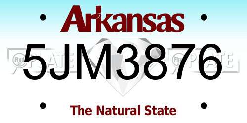 5JM3876 Arkansas License Plate