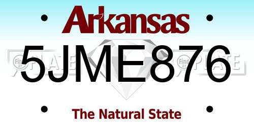 5JME876 Arkansas License Plate