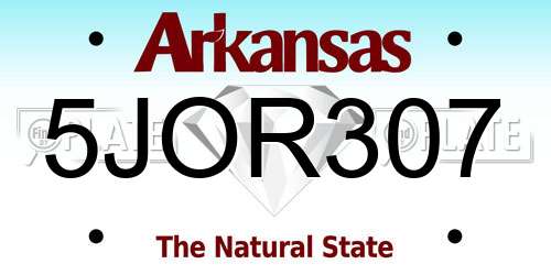 5JOR307 Arkansas License Plate
