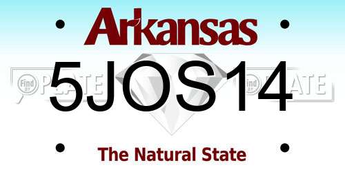 5JOS14 Arkansas License Plate