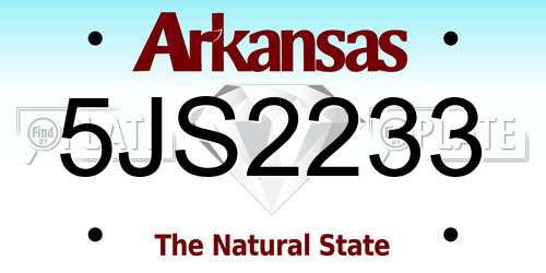 5JS2233 Arkansas License Plate