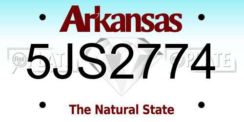 5JS2774 Arkansas License Plate