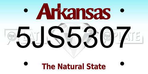 5JS5307 Arkansas License Plate