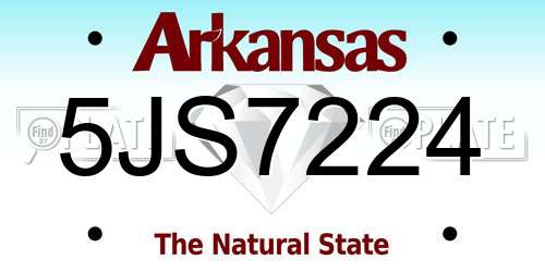 5JS7224 Arkansas License Plate