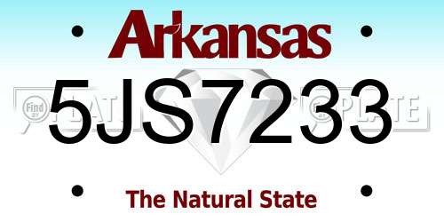 5JS7233 Arkansas License Plate