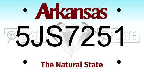 5JS7251 Arkansas License Plate