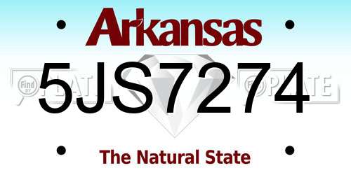 5JS7274 Arkansas License Plate