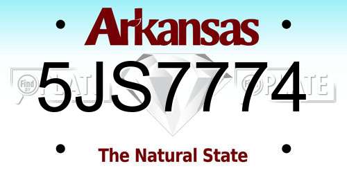 5JS7774 Arkansas License Plate