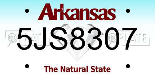 5JS8307 Arkansas License Plate