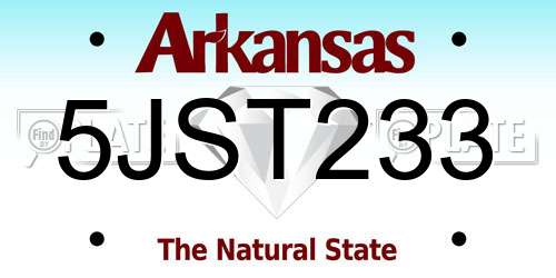 5JST233 Arkansas License Plate
