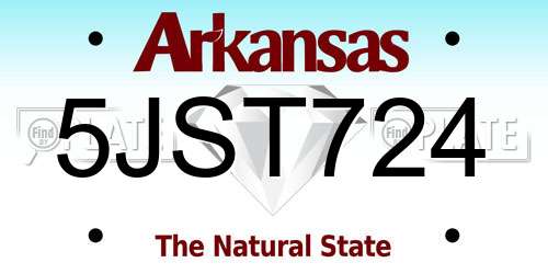 5JST724 Arkansas License Plate