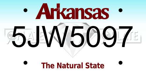 5JW5097 Arkansas License Plate