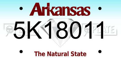 5K18011 Arkansas License Plate