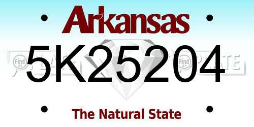 5K25204 Arkansas License Plate