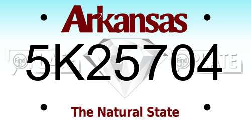 5K25704 Arkansas License Plate