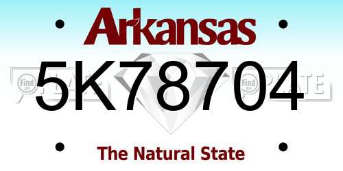 5K78704 Arkansas License Plate
