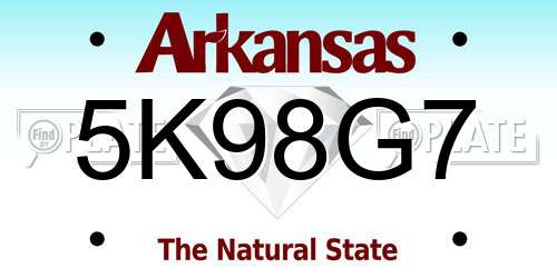 5K98G7 Arkansas License Plate