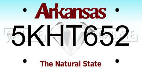 5KHT652 Arkansas License Plate