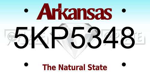 5KP5348 Arkansas License Plate