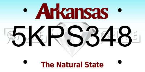 5KPS348 Arkansas License Plate