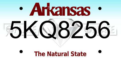 5KQ8256 Arkansas License Plate