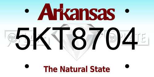 5KT8704 Arkansas License Plate