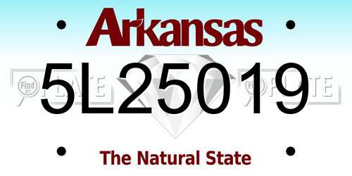 5L25019 Arkansas License Plate
