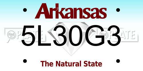 5L30G3 Arkansas License Plate