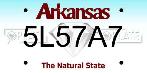 5L57A7 Arkansas License Plate