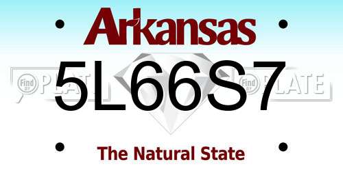 5L66S7 Arkansas License Plate